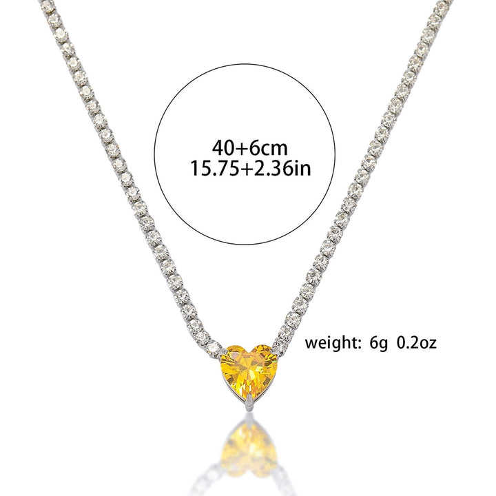 Multi-Cut Colored Diamond Tennis Necklace, Luxury Full Pave Clavicle Chain (6 Styles)