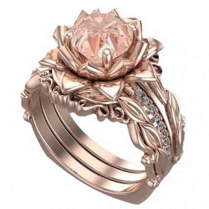Rose Black Diamond 3-Piece Ring Set