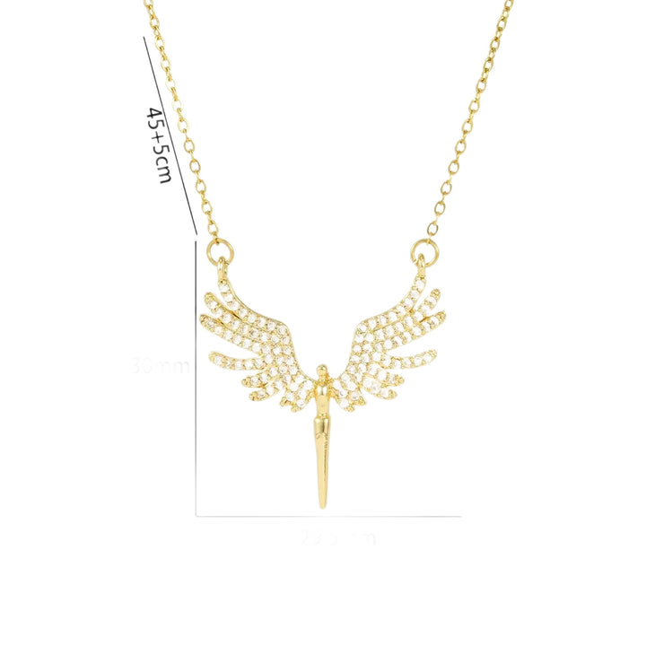 Pave‑Set Angel Wing Cone Pendant Necklace, Gold & Silver Two‑Tone Options