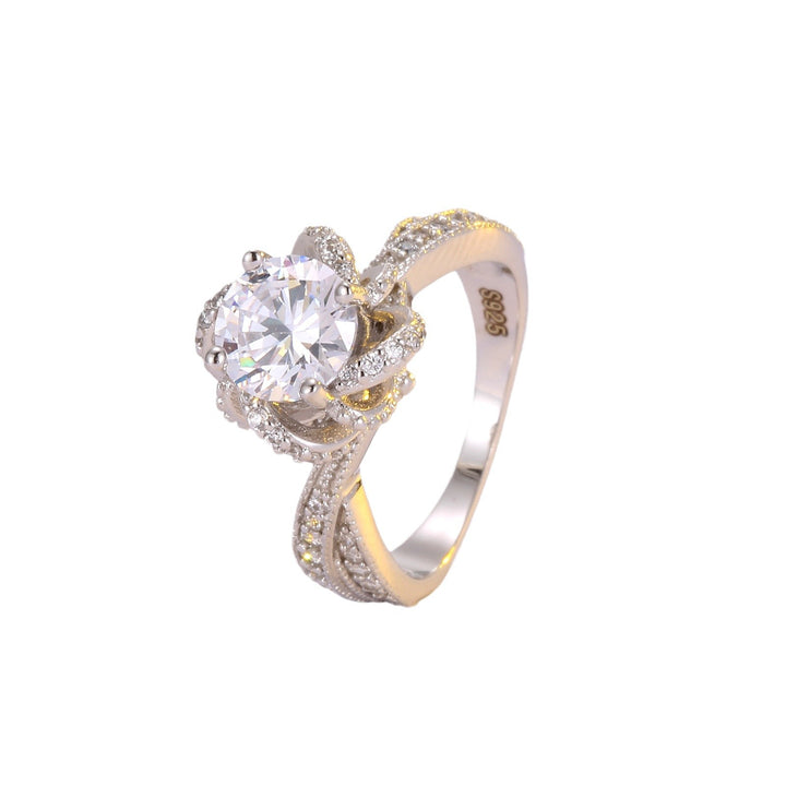 Intertwined Halo Center Stone Ring (Light Luxury Niche Romantic Band)