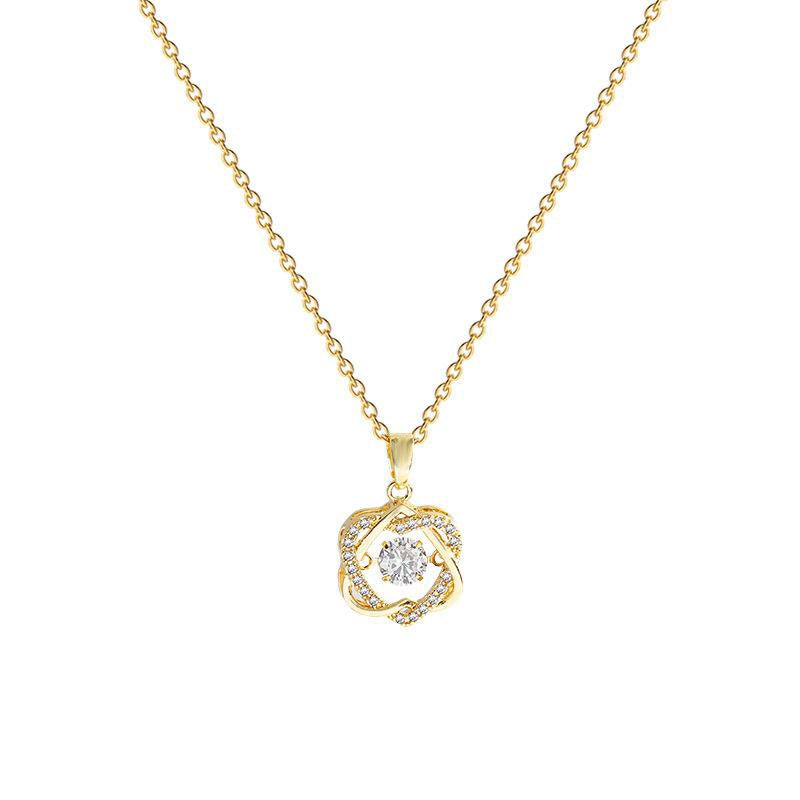 Rotatable Four-Leaf Clover Diamond Necklace, Gold & Silver 2 Colors, Dainty Choker