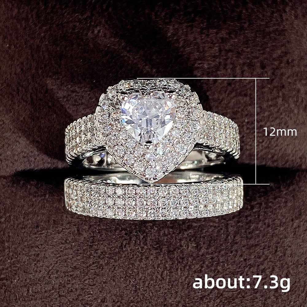 Heart Halo Stackable Ring Set (Light Luxury Niche Romantic Band)