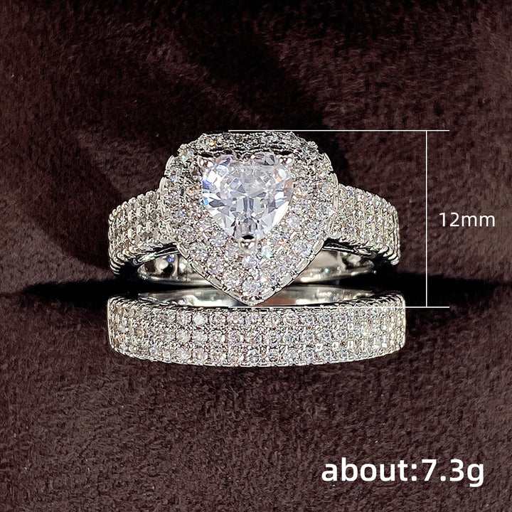 Heart Halo Stackable Ring Set (Light Luxury Niche Romantic Band)