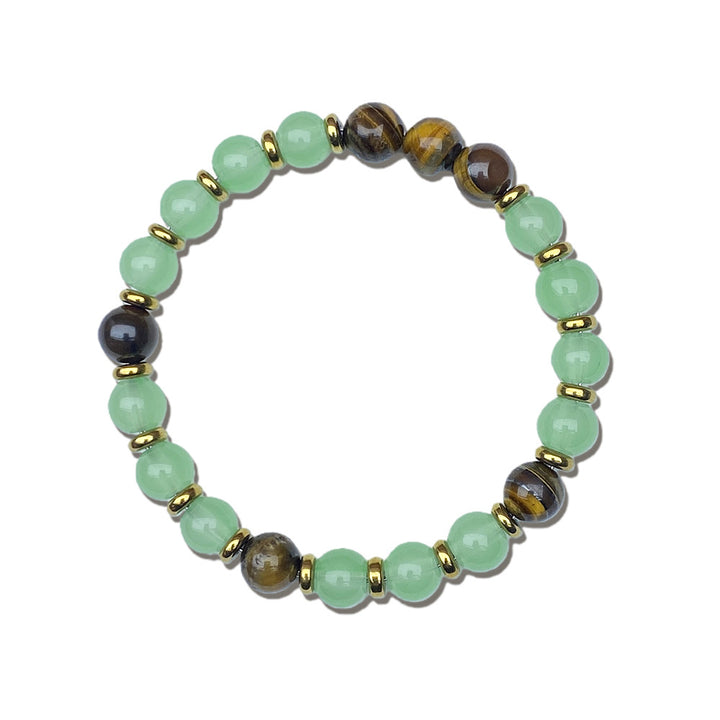 Natural Aventurine & Tiger's Eye Beaded Bracelet (Crystal Healing Stretch Bangle)