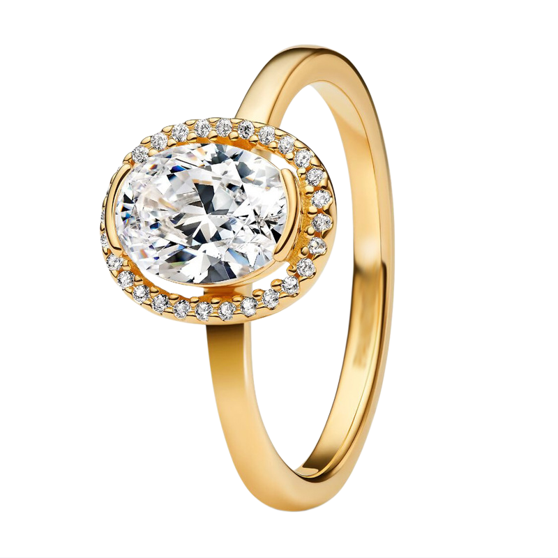 Oval Diamond Halo Ring (Light Luxury, Dynamic & Elegant Style)