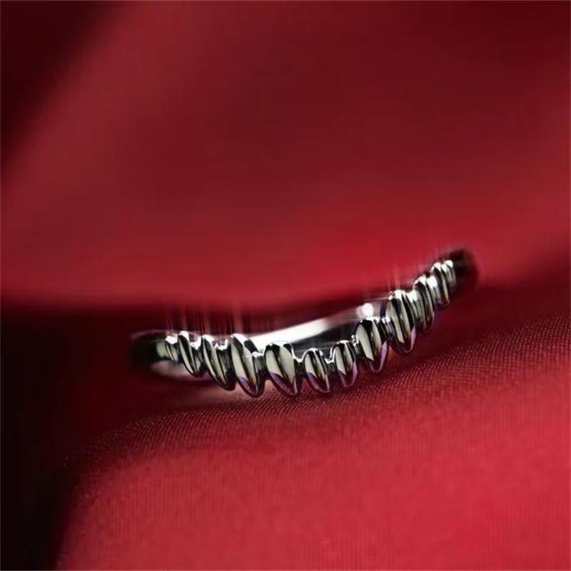 Vintage Vampire Fangs Open Ring, S925 Silver Dark Gothic Adjustable Unisex Band