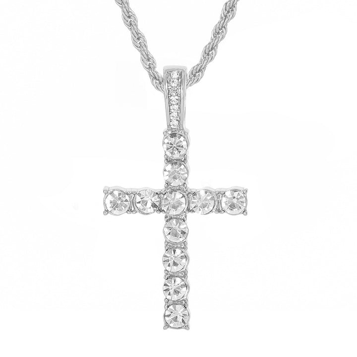 Diamond Cross Tennis Chain Necklace (3 Colors Hip-Hop Style Pendant)