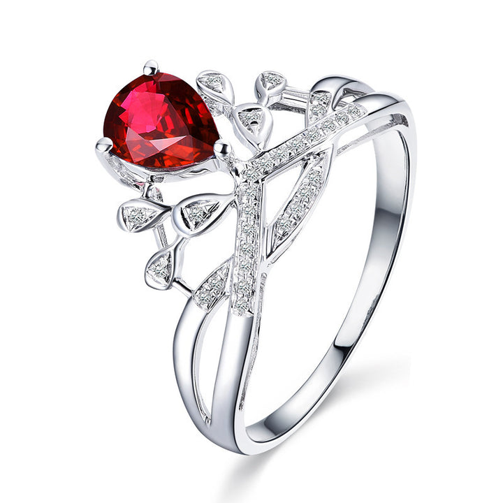 Crown Teardrop Gem Twisted Band Ring, Multi-Color Luxury Engagement Women Ring