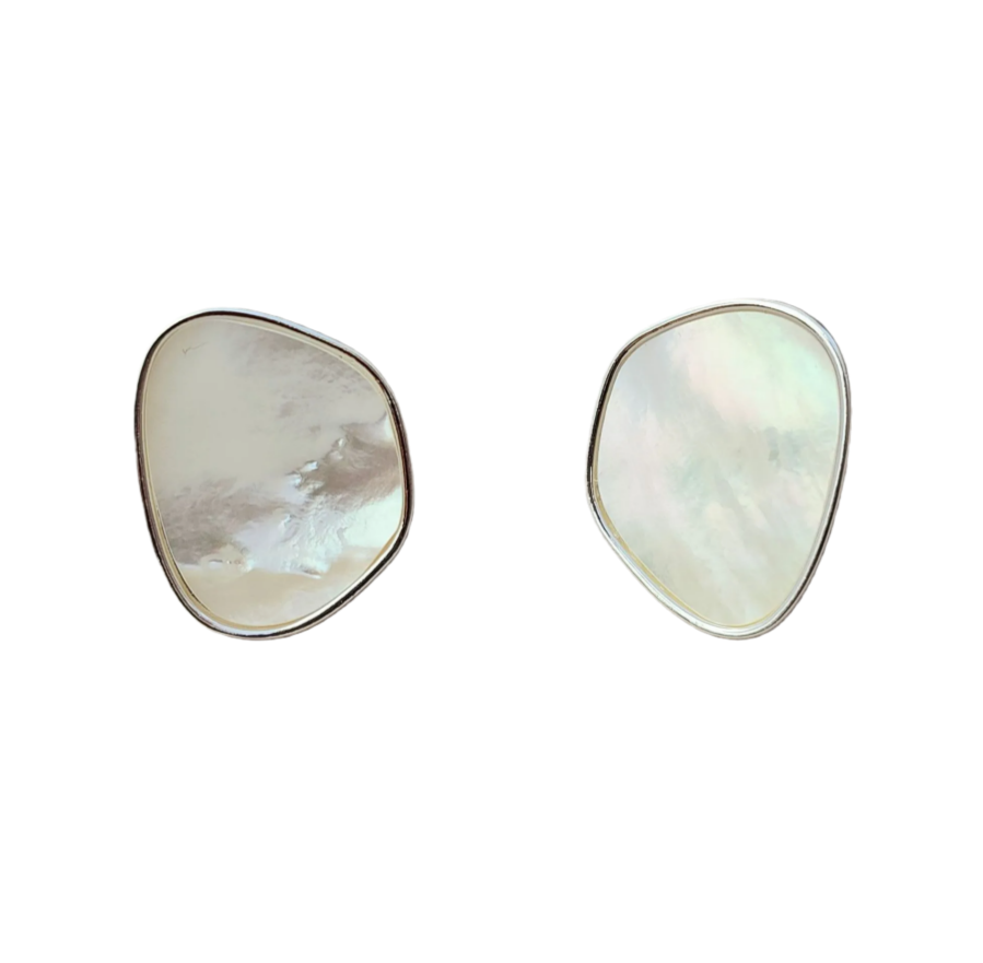 Irregular Geometric White Shell Earrings