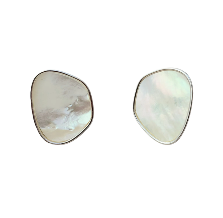 Irregular Geometric White Shell Earrings