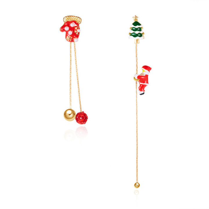 Christmas Climbing Santa Asymmetric Earrings