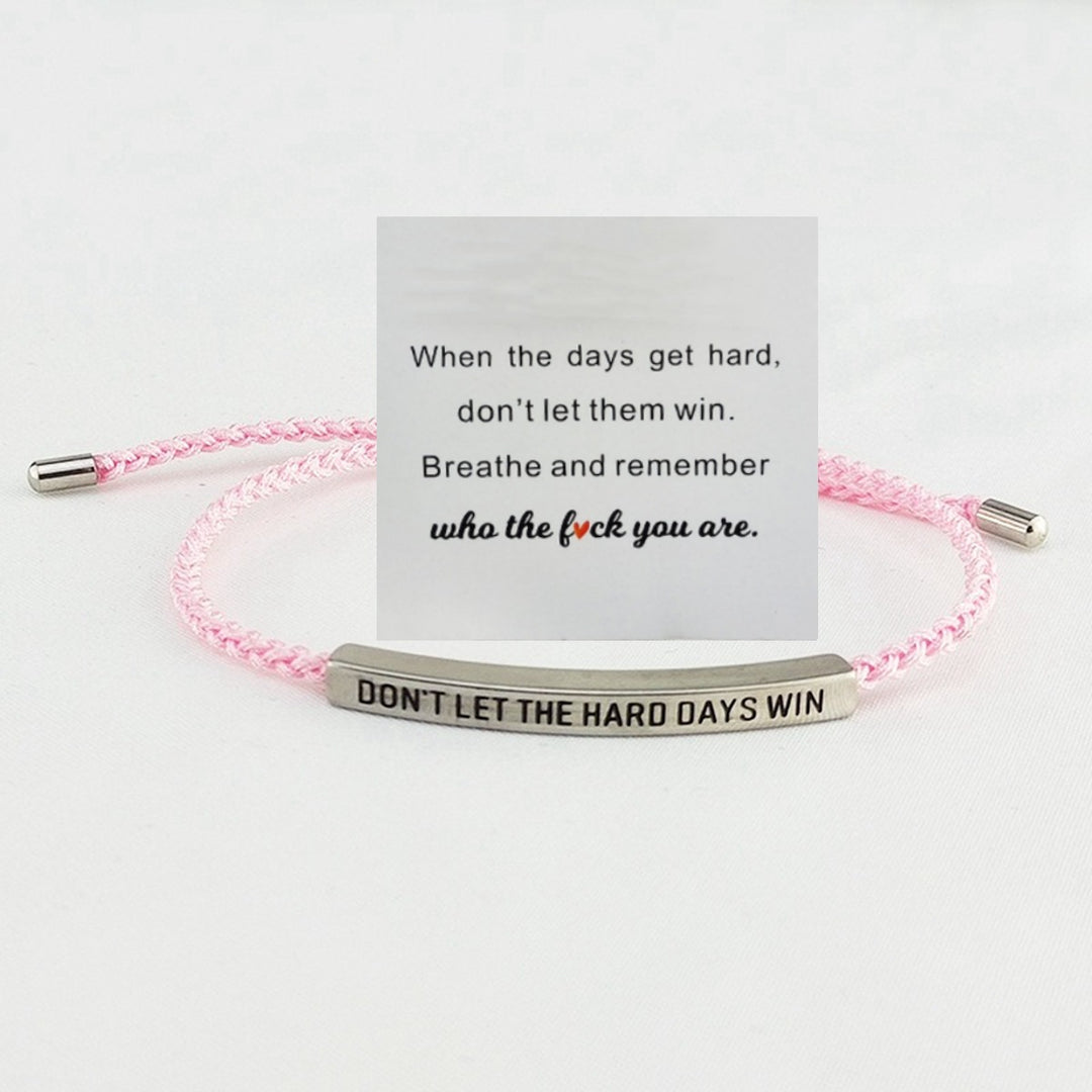 Motivational Quote 18k gold Curved Tube Curved Tube Bracelet (Handmade Braided Adjustable Engravable Cord)
