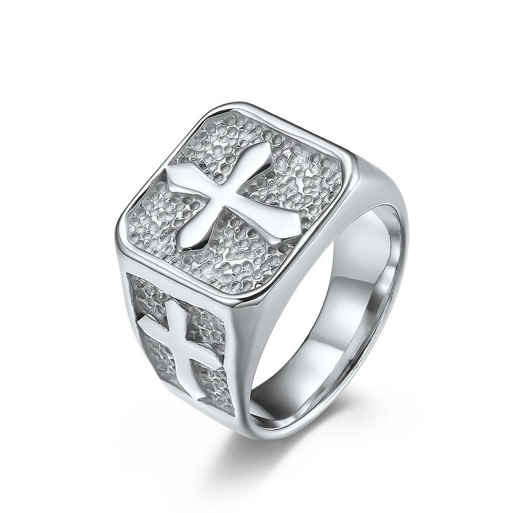 Cross Embossed Multi-Color Men's Ring