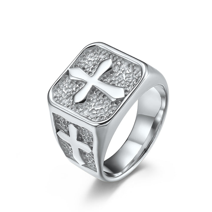 Cross Embossed Multi-Color Men's Ring