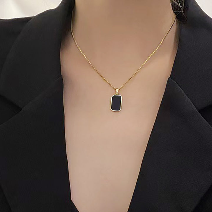 Titanium Steel Geometric Oil-Drop Couple Necklace (Minimalist Personalized Style)