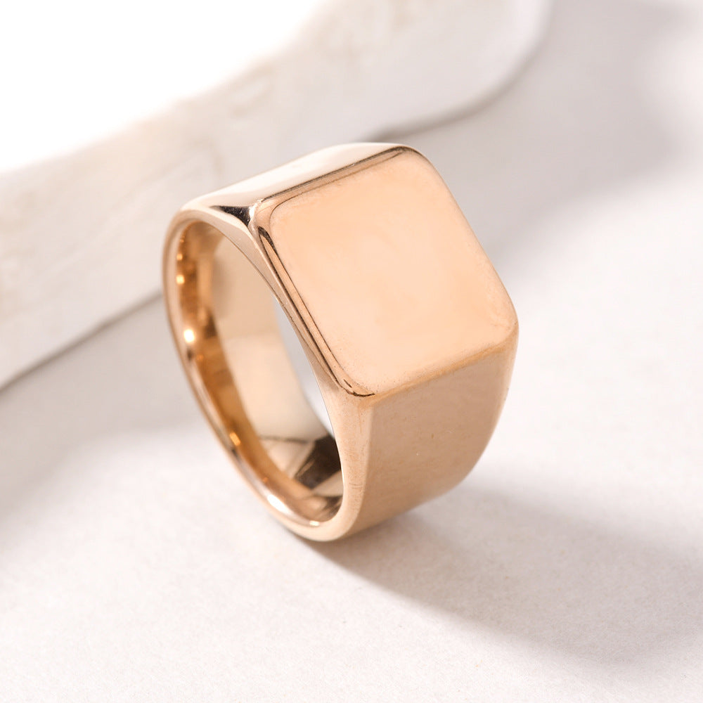 Titanium Steel Polished Square Ring (Minimalist Light Luxury Multi-Color Style)