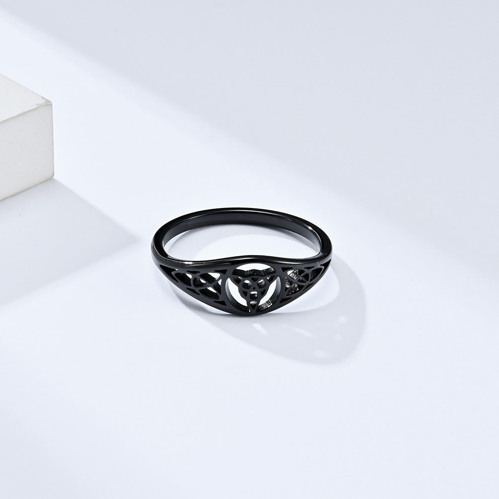 Titanium Steel Celtic Knot Hollow Ring (Retro Ethnic Style)