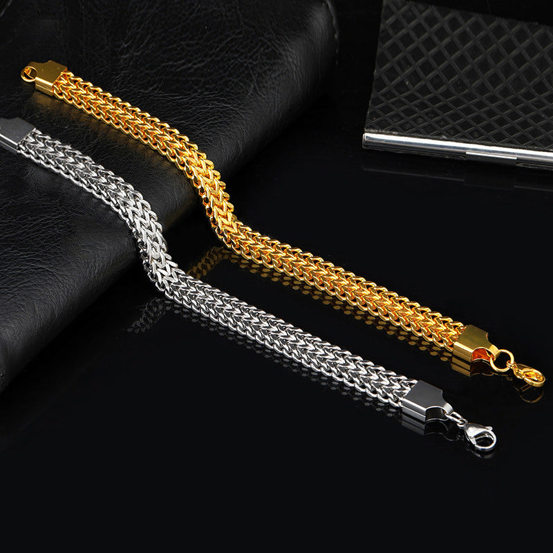 Titanium Steel Braided Cuban Link Bracelet (Light Luxury Multi-Color Style)