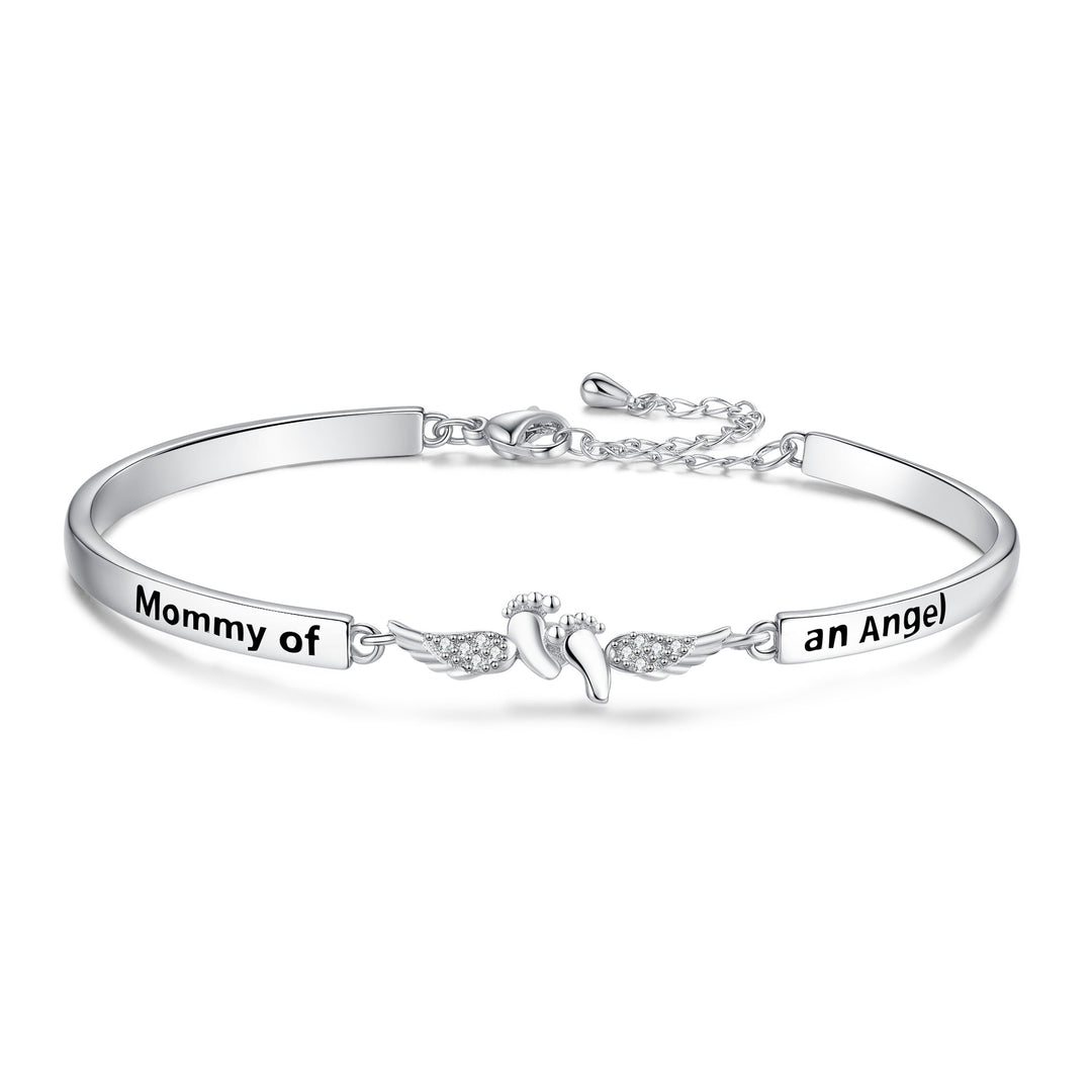 "Mommy of an Angel" Footprint & Wings Bracelet (Commemorative Healing Gift Stytle)