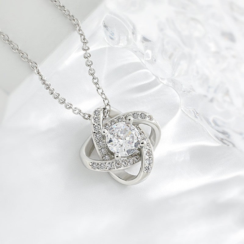S925 Sterling Silver Gold-Plated Eternal Knot "To My Daughter" Necklace (Motherly Love Memorial Style)