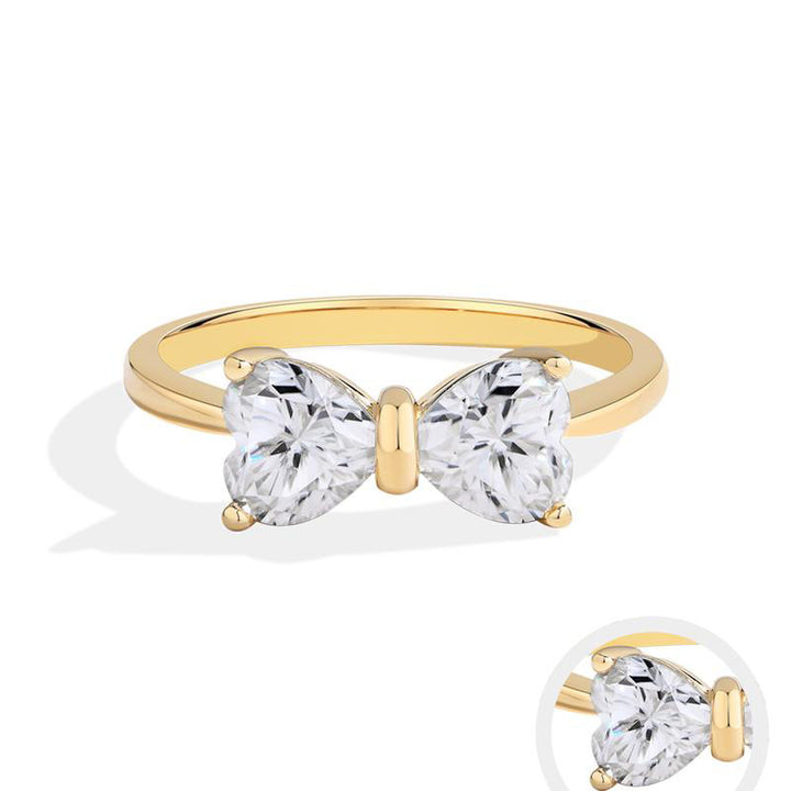 Double-Diamond Bowknot Ring (Sweet-Cool Light Luxury Style Series)