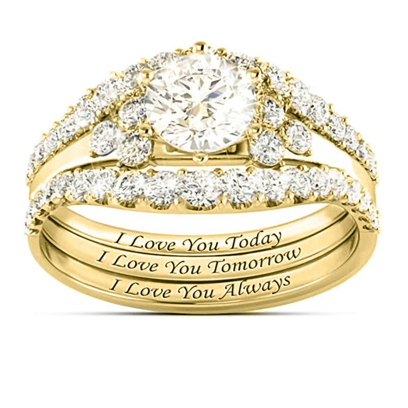 Double-Band Love Vow Diamond Ring (Light Luxury Romantic Style Series)