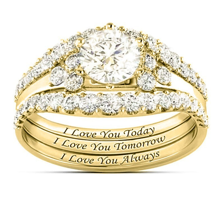 Double-Band Love Vow Diamond Ring (Light Luxury Romantic Style Series)