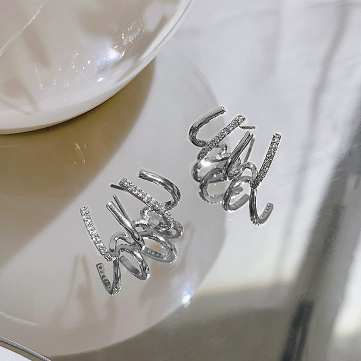 Wave Curve Diamond-Inlaid Earrings (Minimalist Agile Style Series)