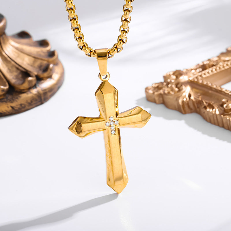 Geometric Cross Pendant Necklace (Men's Fashion · Minimal Luxury Faith Style)