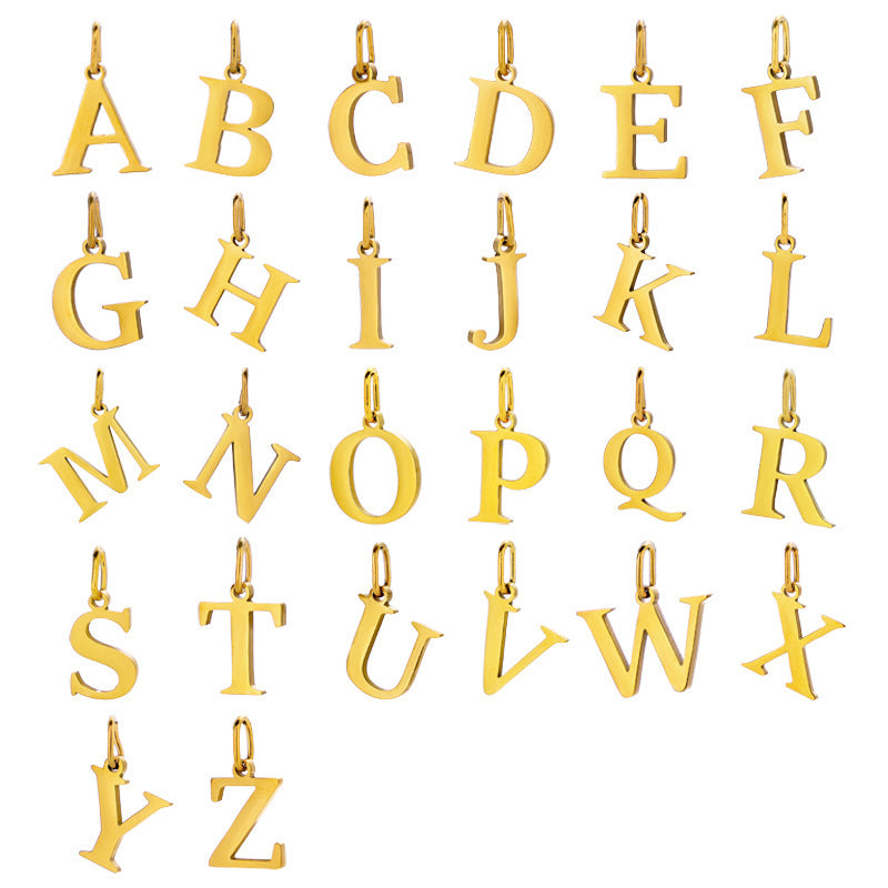 Unisex Stainless Steel 18K Gold Cross & Alphabet Bracelet