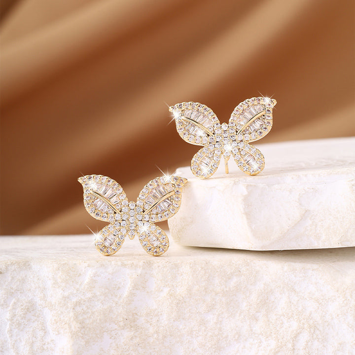 Full Diamond Butterfly Earrings (Women's Luxury Sweet Vitality Style)
