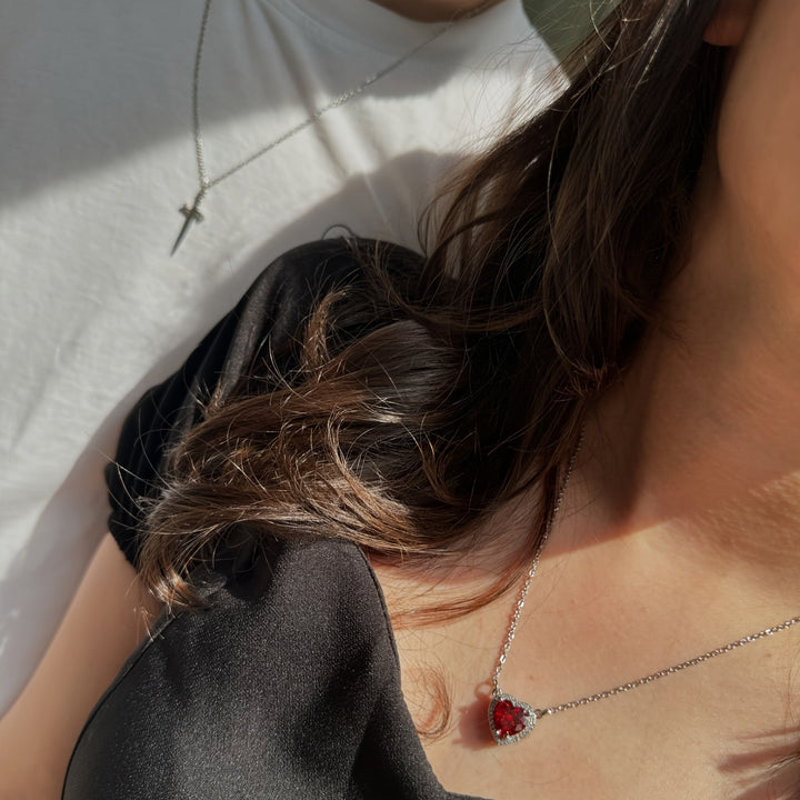 Sword & Heart Layered Necklace (Personalized Sweet-Cool Luxury Style)