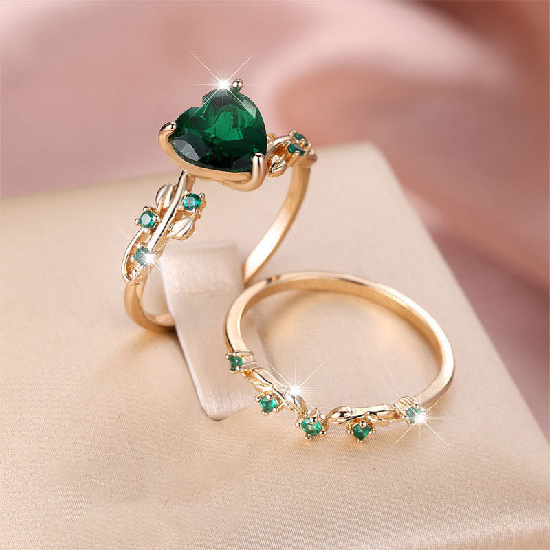 Heart-Shaped Colored Gem Vine Stackable Ring (Sweet Vitality Multi-Color Style)