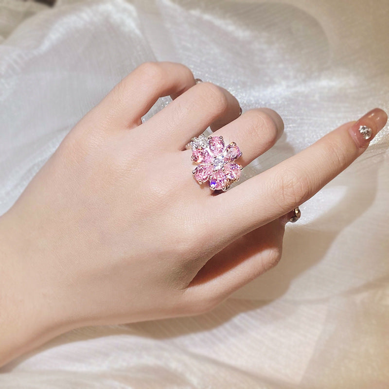 Pink Heart-Shaped Cubic Zirconia Ring for Women – Sweet and Romantic Love Jewelry