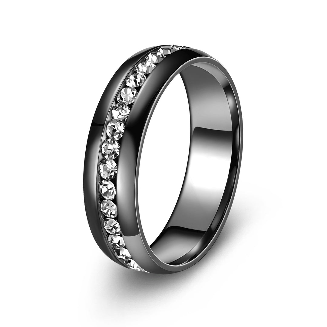Multi-Color Diamond-Inlaid Narrow Band Ring (Cool Versatile Personalized Style)