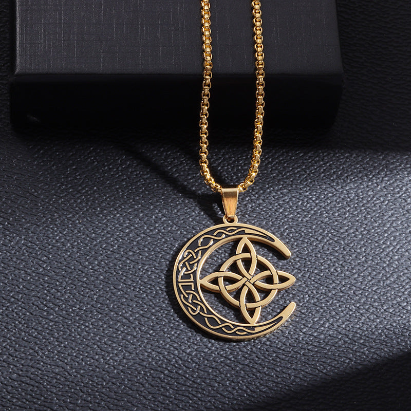 Vintage Celtic Witch Knot Hollow Pendant Street Style Necklace