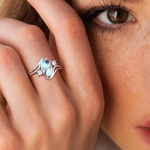 Sterling Silver Marquise Thermochromic Ring - Cat's Eye Stone Fashion Women's Band