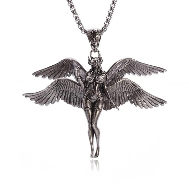 Vintage Four-Wing Angel Pendant Necklace