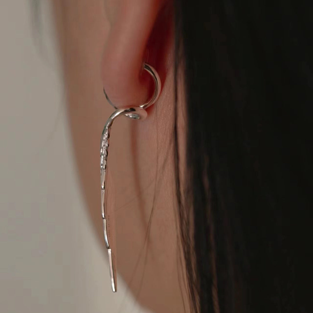 S925 Silver Angel Wing Long Drop Earrings