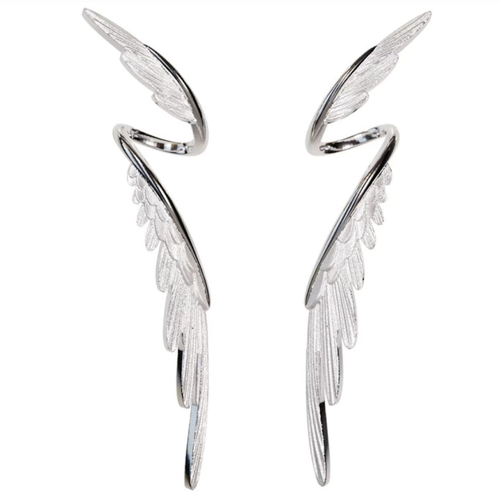 S925 Silver Angel Wing Long Drop Earrings