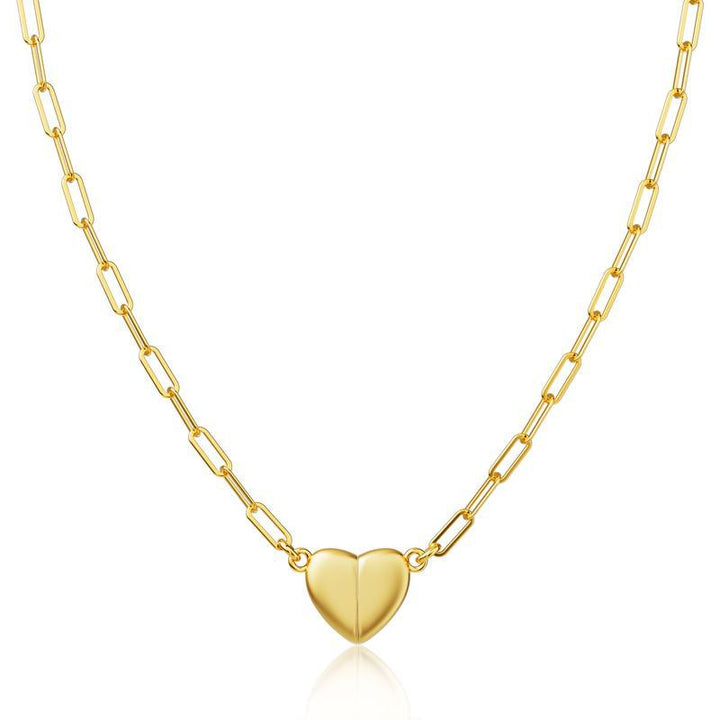 18K Gold Heart Magnetic Pendant Chain Necklace for Women
