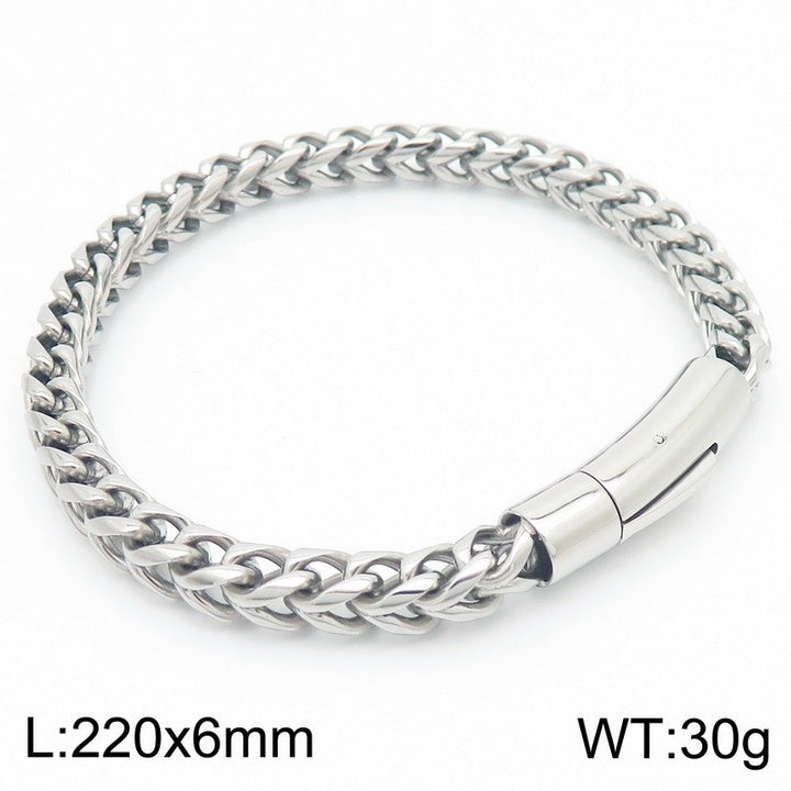 Trendy Hip-Hop Titanium Steel Round Dragon Bone Chain Bracelet