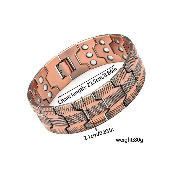 Vintage Copper Magnetic Bracelet for Men & Women, Triple-Row Detachable Magnetic Therapy Bangle