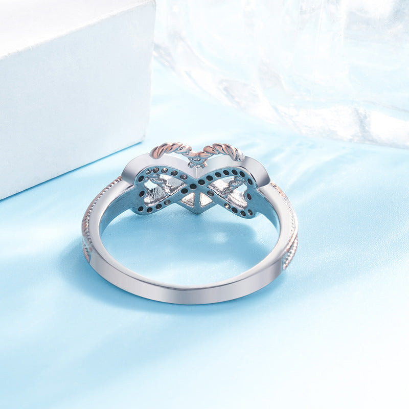 Luxury Sterling Silver Black Dragon Ring (Men) & Heart Cutout CZ Ring (Women) – Couple Rings
