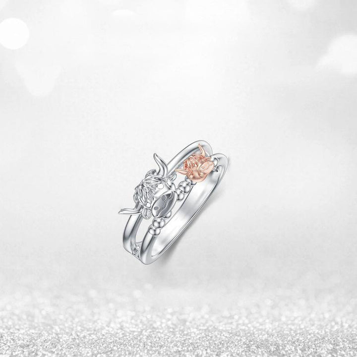 Cow Head Ring for Women - Ins Niche Design Personalized Edgy Sweet Cool Closed Ring