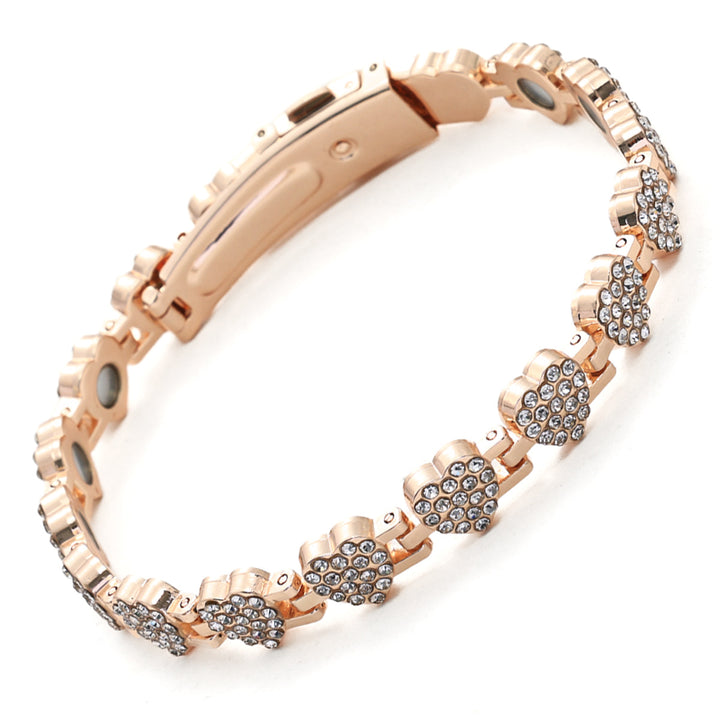 Fashion Light Luxury Heart Full-Diamond Magnetic Bracelet - Alloy Single-Row Couple Jewelry