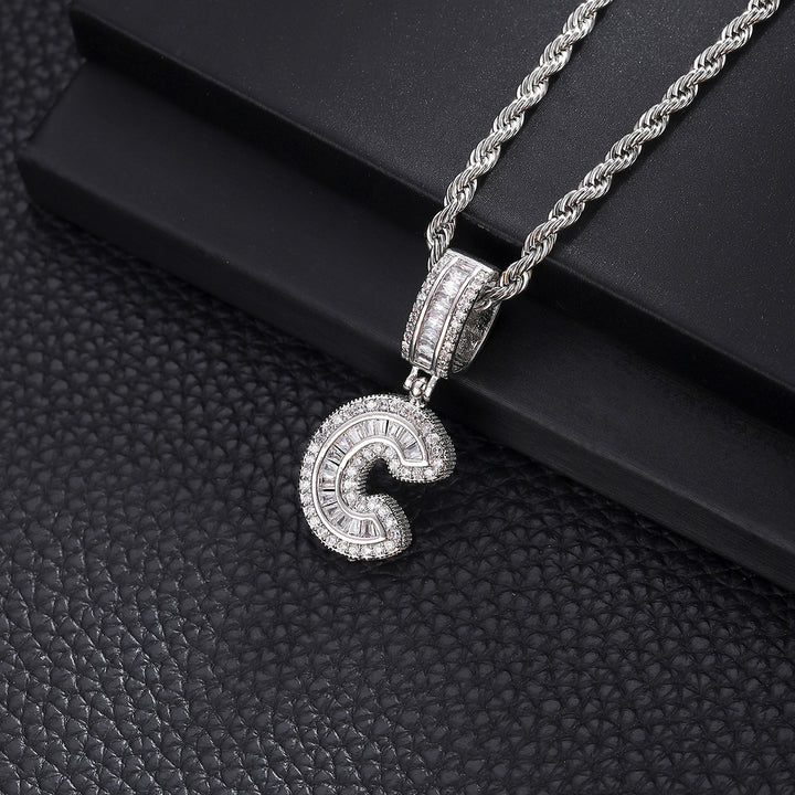 Full-Diamond Letter Cuban Link Necklace (26 Letters Optional | Gold/Silver Dual Tone)