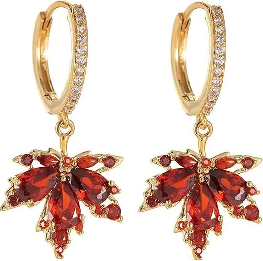 Vintage Red Maple Leaf Earring