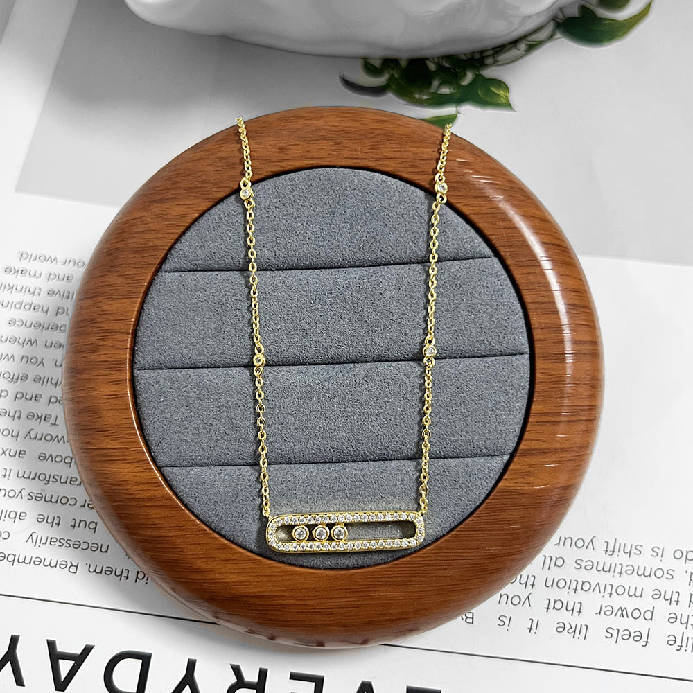 Pavé Geometric Link Clavicle Chain (Light Luxury Niche Versatile Daily Necklace)