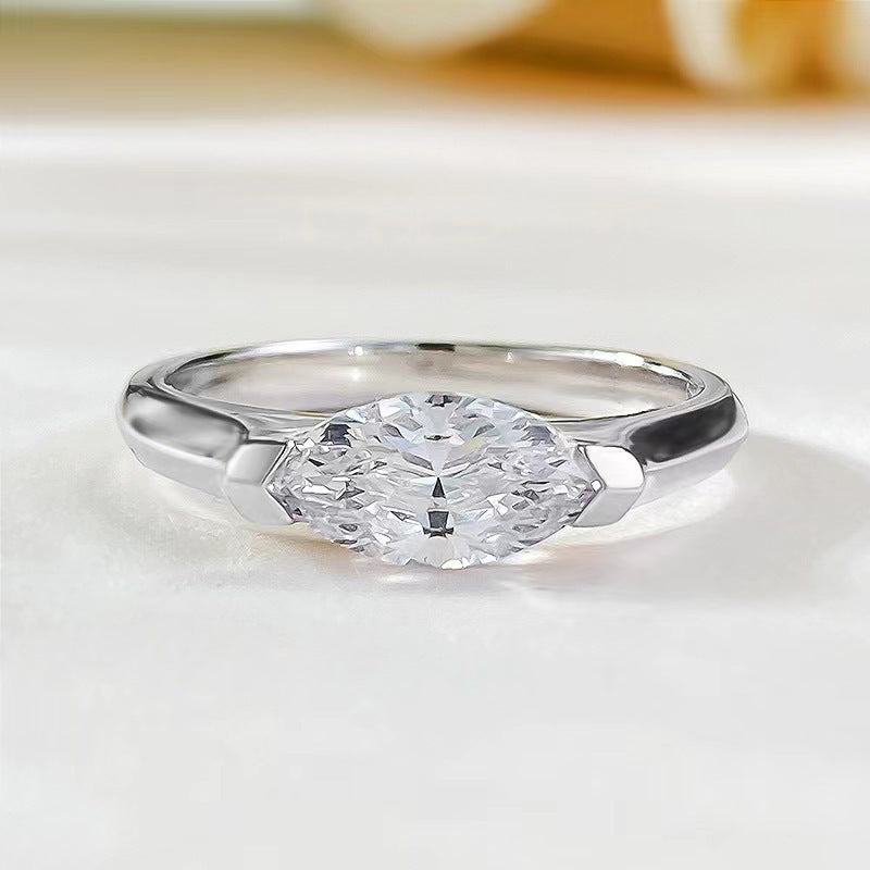 Marquise‑Cut Bezel‑Set Solitaire Ring, Two‑Tone Options